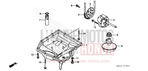CARTER D'HUILE/POMPE A HUILE CB600F1 de 2001